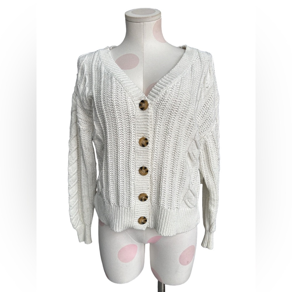 Cupcakes and Cashmere Cable Knit Cardigan – Cream – M